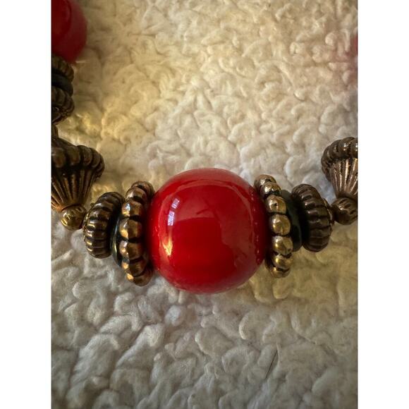 Vintage 1980-1990 Red Onyx beaded necklace. - Picture 3 of 6